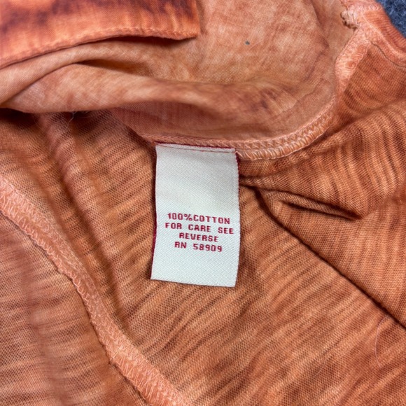 Reba Woman Top Womens 2X Orange Embroidered Studded Boho Button Up Western Shirt - Picture 7 of 9